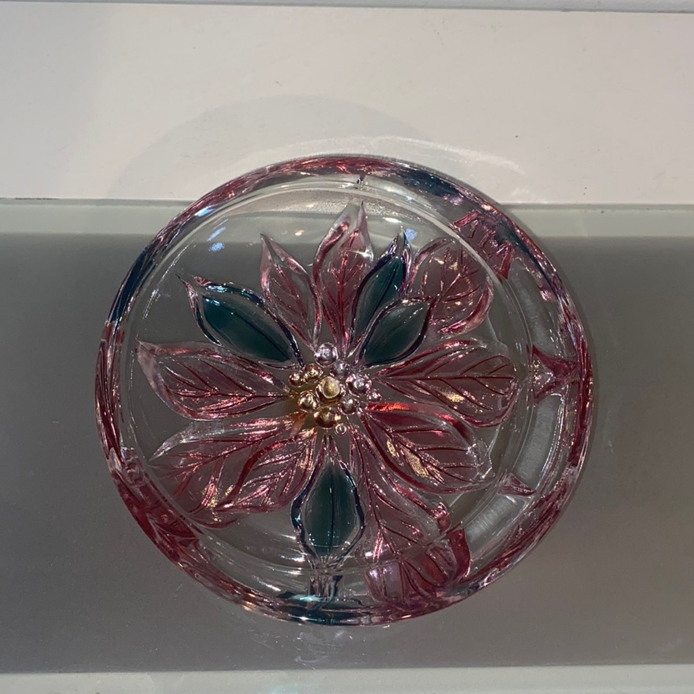 SAVOIR VIVRE CHRISTMAS GLASS POINSIETTA CANDY DISH